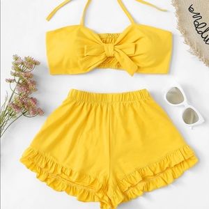 Yellow two piece co ord matching set